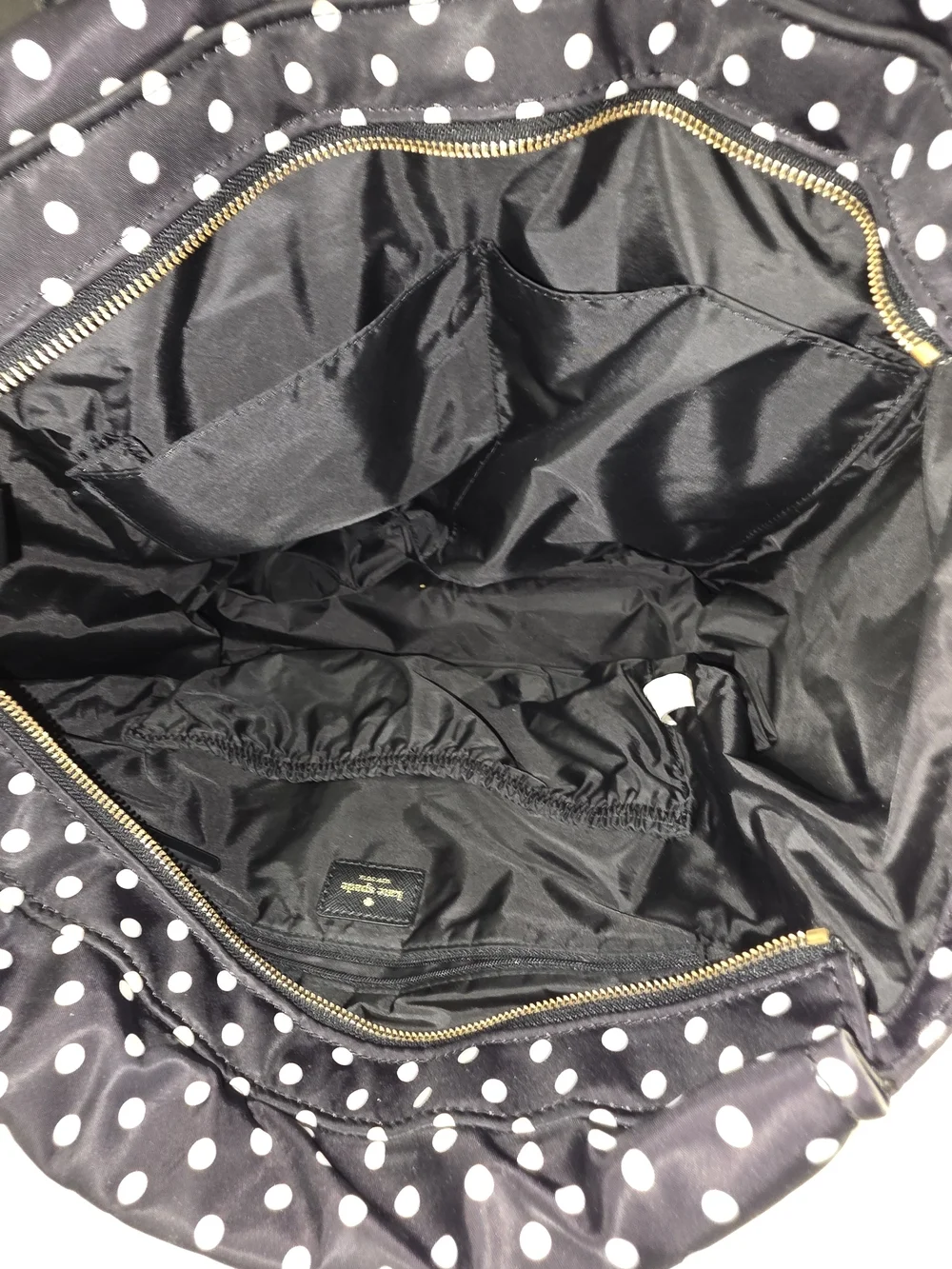 kate spade Black and White Polka Dot Baby Bag Tote Diaper Bag Needs Repair*